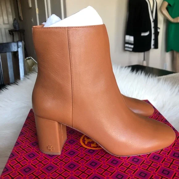 Tory Burch Brooke 70MM Bootie Calf Leather Tan 8